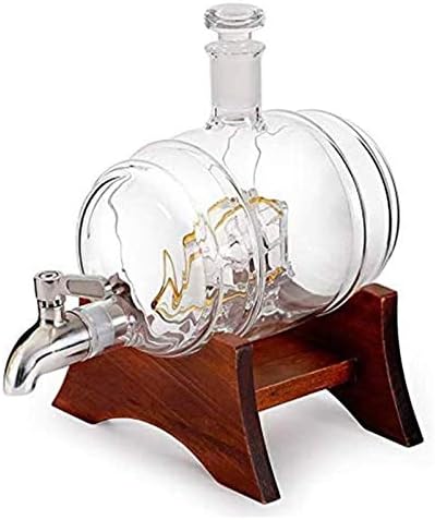 Decanter Whisky Decanter Conjunto, decantador de 1000 ml de globo com formato de veleiro de torneira de aço inoxidável,