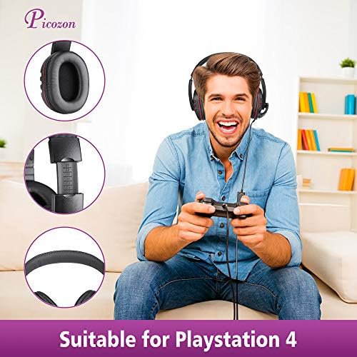 Fone de ouvido do picozon para jogos com microfone para PS5, PS4, Nintendo Switch, PlayStation 4, PlayStation 5, PlayStation Vita, Mac,