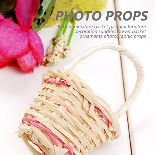 Hanabass antiquado Mini cestas de tecido com alça de 12pcs Miniature miniature woven Flower Bestes Cestas de doces para festas favores