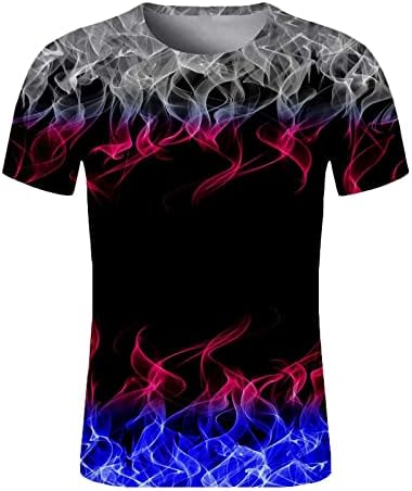 Camisetas masculinas Tops Tops de verão 3d chama impressa no pescoço redondo do pescoço redondo ajuste regular manga