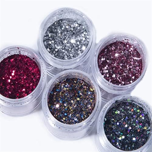 1 jar mix preto glitter arte pó lantejas holográficas pregos flocos de paillette shine decorações de manicure, wc 01