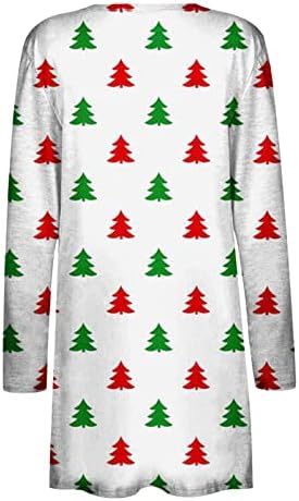 Sorto de outono para mulheres, moda feminina Fashion Loose Pocket Pocket Christmas Print Cardigan Jacket Tops