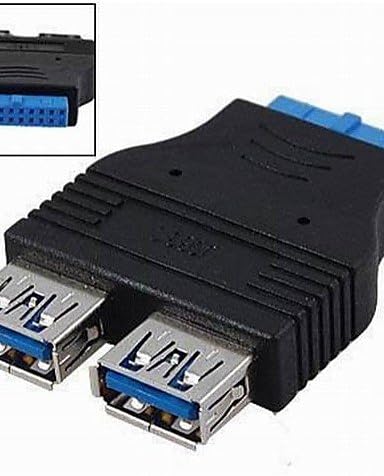 BL Dual USB 3.0 Tipo A fêmea a 20 pinos da placa -mãe Adaptador de conversor de conector feminino preto