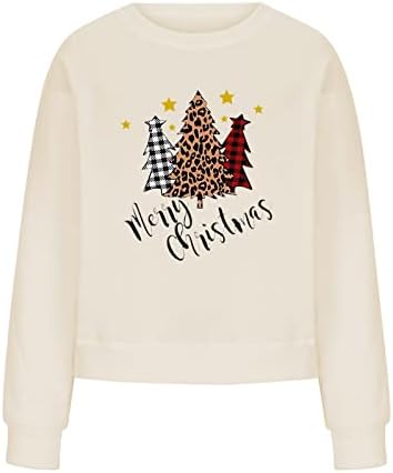 Suéters de Natal para mulheres Nokmopo Moda feminina Casual Christmas Impresso de manga longa Pullover de pescoço O-pescoço