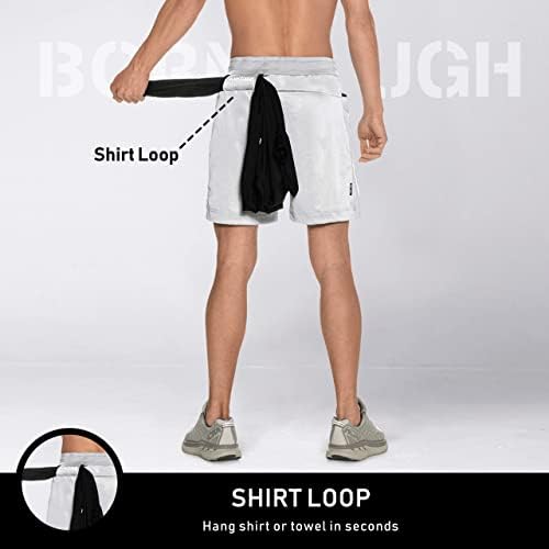Borda de ginástica de ginástica masculina de 9 polegadas de 9 polegadas, shorts de musculação atlética para homens com bolsos com zíper e loop de cintura