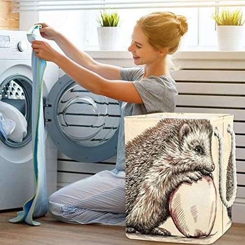 Djrow Basket Horde Hedgehog Sketch Linear Art Art Raunda de lavanderia dobrável para o banheiro Brinquedos e organizações de roupas