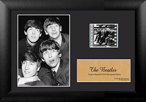 FilmCells - Beatles Minicell emoldurou a apresentação de desktop com suporte de cavalete, certificado e 1x de 35 mm de célula de