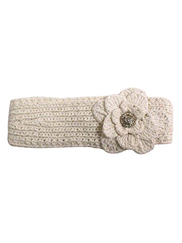 Luxo Divas White Knit Band Band com flor de strass