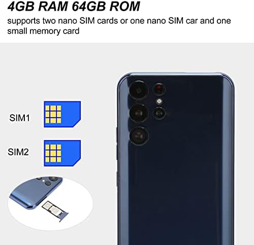 RAM 4GB Telefone celular, reconhecimento facial de 3500mAh ROM 64 GB 6.52in Glass Smartphone para casa
