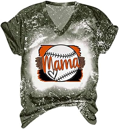 Camiseta mama mrgiinri beisebol para feminino 2023 Summer modaftball de manga curta Blusa de tampa branqueada Tops casual