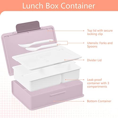 Mchiver preguiçosa segurar o coração rosa bento caixa de lancheira adulta com alça, portátil infantil recipiente de almoço com