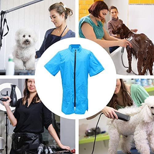 Ukcoco pet brooming smock- cão helicóptero smock com zíper completo anti-estático untiling untlow roupas de pet ritic smock cão cão gato broomer uniformes de cosmetologista para loja