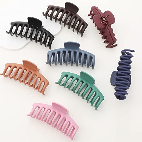 8 colorido clipes de garra de cabelo grande fosco - 4,3 polegadas de nó de nunção grandes grampos de cabelo não