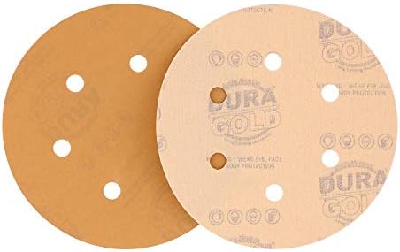 DURA-GOLD 3000 Grit 6 discos de lixa, padrão de 6 orifícios e 6 Hook & Loop DA Placa de apoio