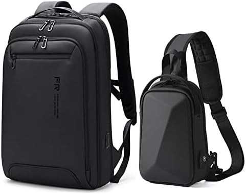 Fenruien de 15,6 polegadas Laptop Backpack USB Port Business Work Work College Pack e bolsa de estilingue de 11 polegadas para caminhada