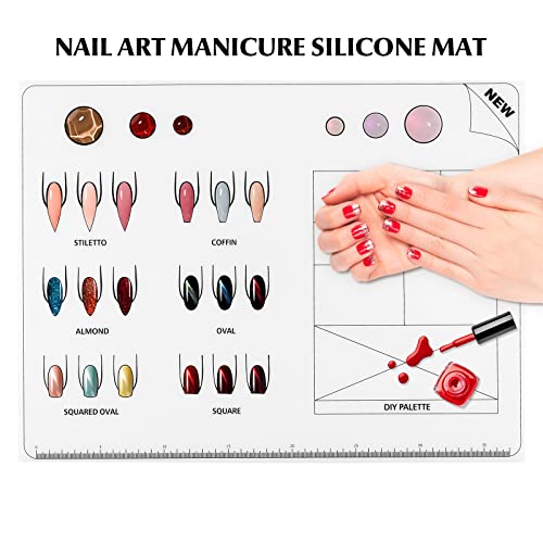 BEAUUPTY Acrílico Treinamento de UNIDADE, Manicure Practice Practice Mat Silicone Sheet Sheet Practice Pad Unhing Tool para acrílico