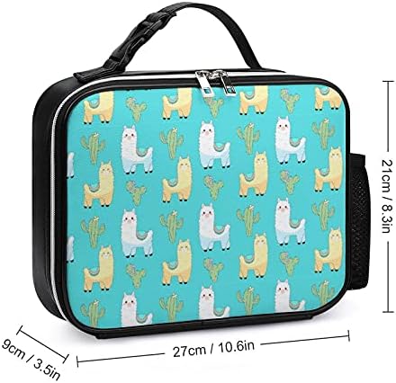 Lamas fofos e cactos reutilizáveis ​​para almoçar bolsa de lancheira isolada recipiente para viagem para trabalho de trabalho de piquenique com alça