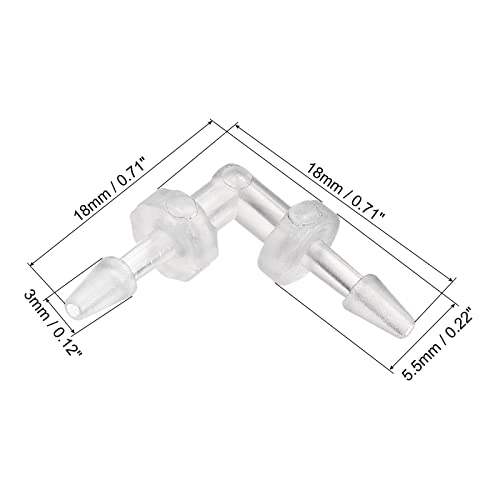 Meccanixity Barb Mangumed de mangueira, 3 mm farpado dia. Adaptador de conector rápido do coparente de cotovelo plástico,