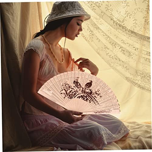 Besportble Antique Wood Fan Wedding Decor Hand Fãs para mulheres decoração de mão 6pcs de madeira fã de madeira fã de