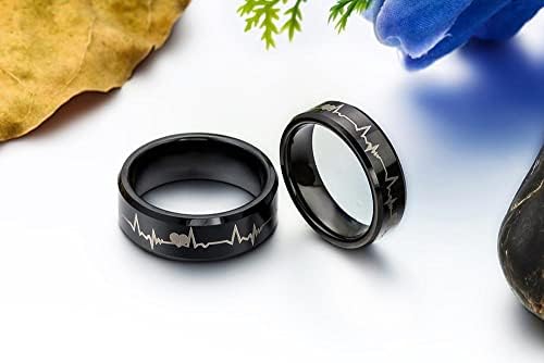 Voton 8mm Black Carbide Rings com batimentos cardíacos para homens Hight Quantity Engão Bandas de casamento Tamanho 5-16-82539