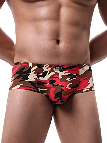Ikingsky Men's Camouflage Cheeky Boxer Briefs Sexy Mini Cheek Thong Rouphe Stretch Brasilian Back Mens sob calcinha