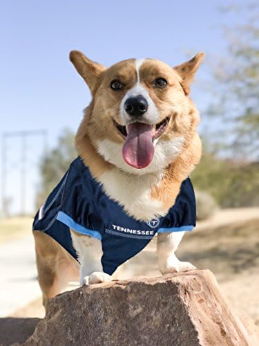 NFL Tennessee Titans Dog Jersey, Tamanho: X-Large. Melhor fantasia de camisa de futebol para cães e gatos. Camisa de