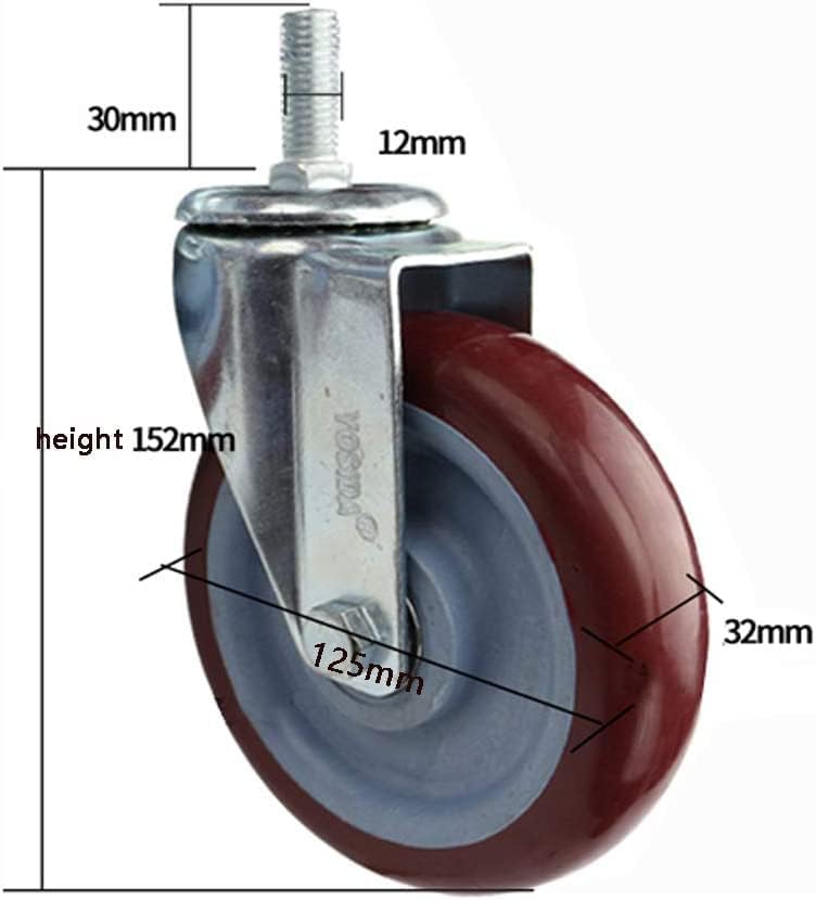 Rodízios giratórios giratórios rodízios fios M12 * 30mm de rústico pesado de mamona com freio 300 kg de borracha silenciosa