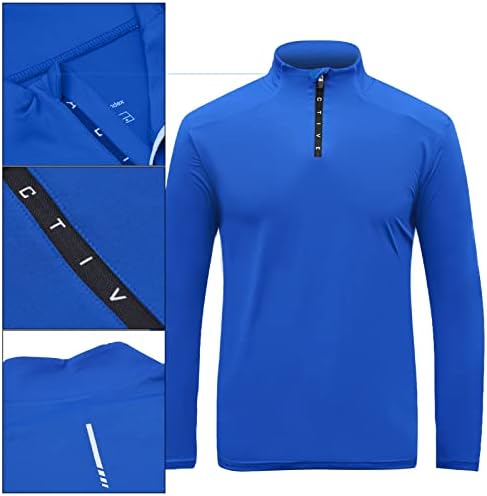 FRTCV CHAMISTA DE MENS DE ZIP-TRABALHO DE MANAGEM LONGO T CHAMISTAS ATHLETIC Golf Tshirt Quick Dry Running Top-shirts