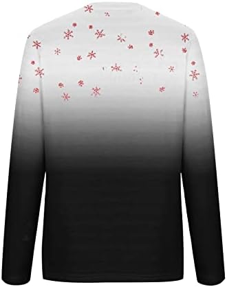 Crewneck tops for Women 2022 Christmas Camisas de impressão de rena de Natal Blouses de manga comprida