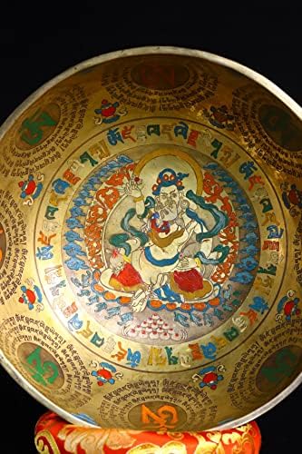 11 Coleção do templo tibetano Antigo bronze pintado yab-yum feliz buda buda som bowl tigela de oração utensilos budistas
