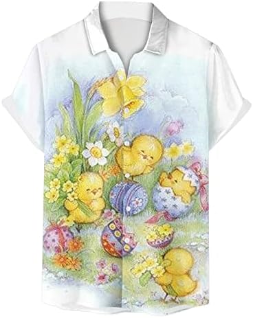 Yangqigy Men St. Patricks Imprimir camisa casual de manga curta camisa de blusa de colarinho de colarinho de colarinho com botão