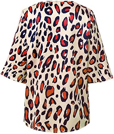 Moda feminina estampa de leopardo Ladies Camisa casual tops Loose V Blouse de pescoço