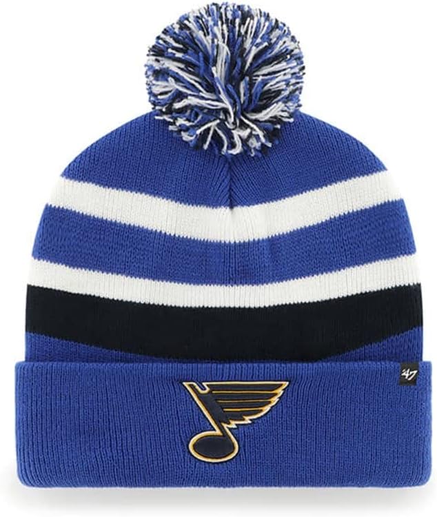 '47 St. Louis Louis Blues Mens Womens State Line Cuff Knit Stretch Fit Royal Blue Feanie com Team Color Logo