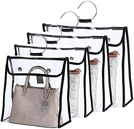 Organizador de bolsa pendurado, bolsa de armazenamento de bolsa PVC Protetor de bolsa de pó, economia de espaço com design de