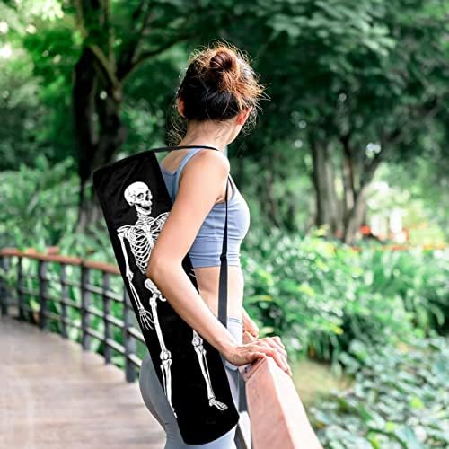 Rock Skeleton Yoga Mat Bags Full-Zip Yoga Carry Bag for Mulher Men, Exercício portador de tapete de ioga com cinta ajustável