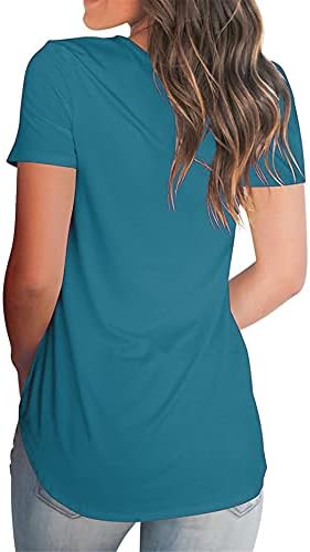 Andongnywell Women Summer Summer Short Manga Vneck Tshirts Tops casuais confortam a blusa de encaixe solto