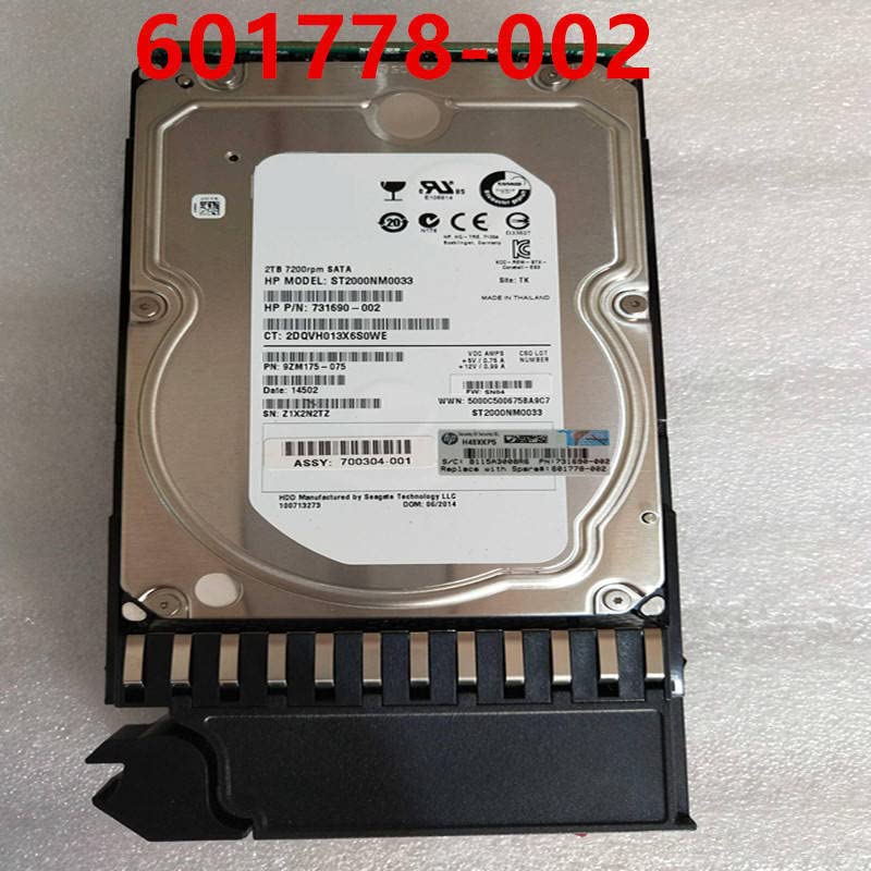 Midty HDD para MSA P2000 2TB 3,5 SATA 6 GB/S 64MB 7200RPM PARA HDD interno para servidor HDD para AW556b 601778-002