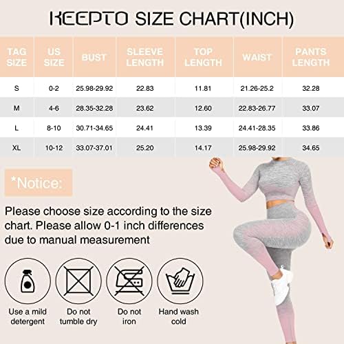 KeepTo Womens Trefining Define roupas de duas peças para mulheres perneiras de ioga de cintura alta e roupas de manga longa.