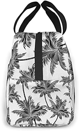 Black White Tropical Palm Tree Tree Isoled Sags para mulheres fofas lancheiras reutilizáveis ​​para a lancheira congelável e