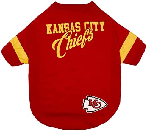 T-shirt da NFL Kansas City Chiefs para cães e gatos, médio. Camisa de cães de futebol para fãs da equipe da NFL. Novo e atualizado