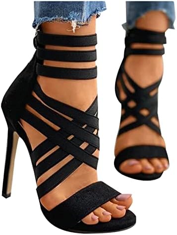 Sandálias para mulheres camurça sexy estilettos sapatos romanos sapatos de festa hollow out slip casual de praia em calçados