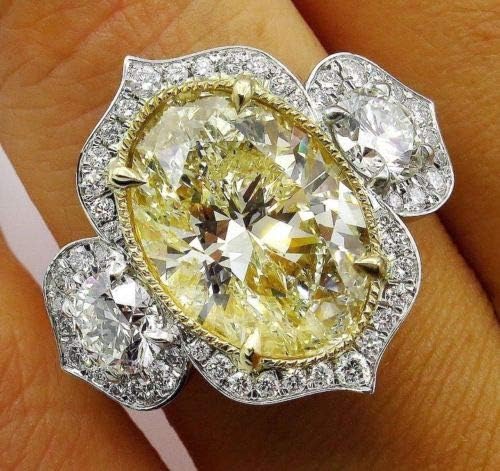 Jennie Shop Sparkling oval amarelo anel de citrino Topázio branco jóias de casamento 925 prata