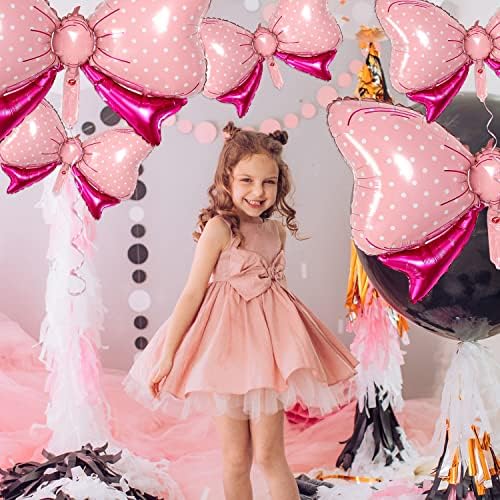 6 PCs Bow Balloon Mouse Decoração da festa do arco -folha de papel rosa Balão grande e pequeno balão de arco para meninas