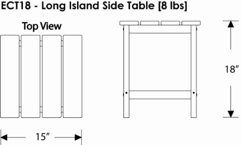 Polywood Ect18Ma Long Island 18 Tabela lateral, mogno