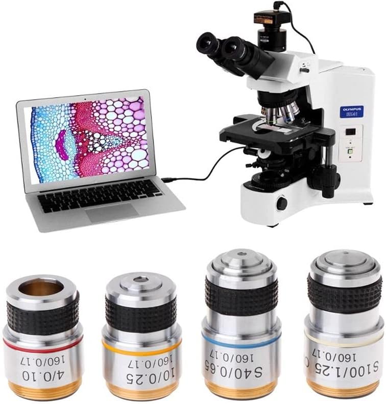 Acessórios para microscópio 4x 10x 40x 100x lente objetiva acromática para consumíveis de laboratório de microscópio biológico