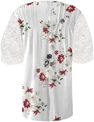 Xiaxogool plus size blusas feminino botão para baixo camisetas florais camisetas de renda de pescoço divididas Túnicas gráficas