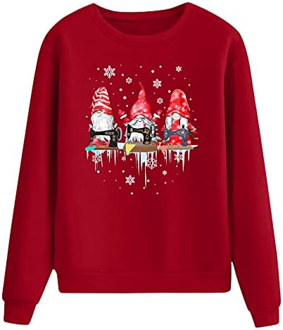 Moletom gráfico de manga longa solto de pullover de natal de Natal Crewneck Sweatshirt Mulheres Sweothirts Causal