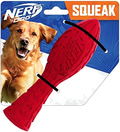 Nerf Dog 7in Pneu Squeak Aero: vermelho, brinquedo de cachorro, médio a grande