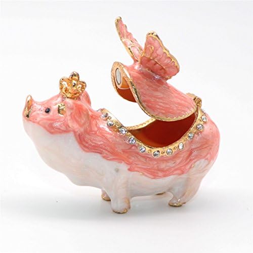 Waltz & F Pink Pig With Wings Buginket Box de arruinar a estatueta pintada à mão Titular do anel colecionável
