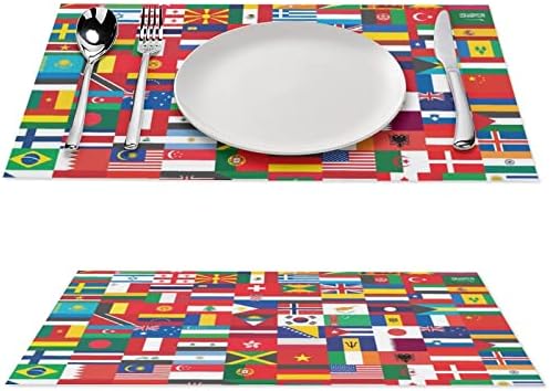 Globe National Flags PVC Table tapetes laváveis ​​Placemats Towleth Mesa Pad para mesa de jantar